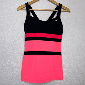 Lorna Jane‎ Neon Pink Black Active Stripe Tank Top *measurements